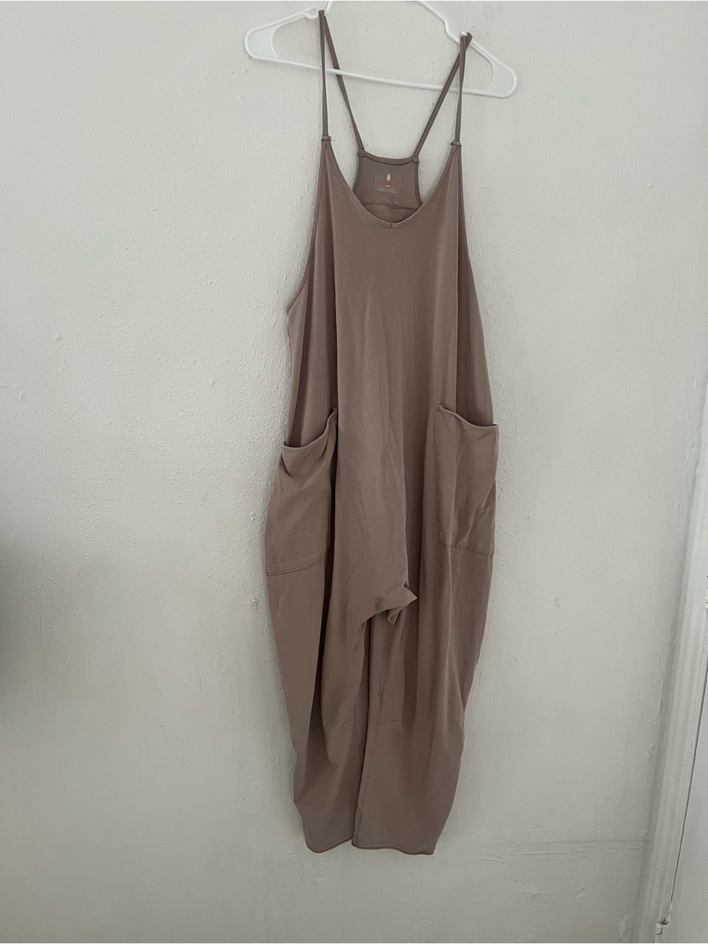 Free People Taupe Midi Pocket Dress with Spaghetti Straps